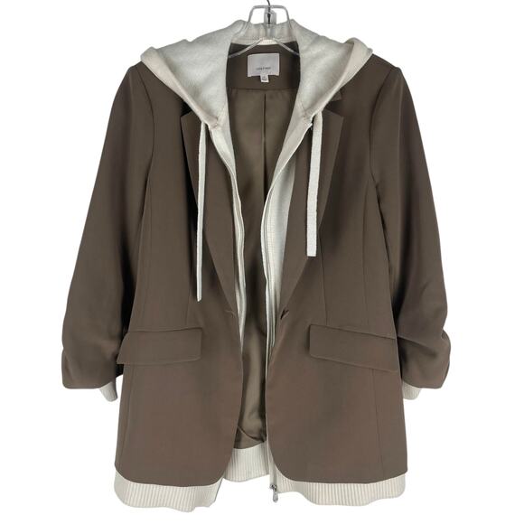 Cinq a Sept Khloe Knitted Sweater Blazer Jacket Hooded Brown Size 4 - Picture 6 of 13